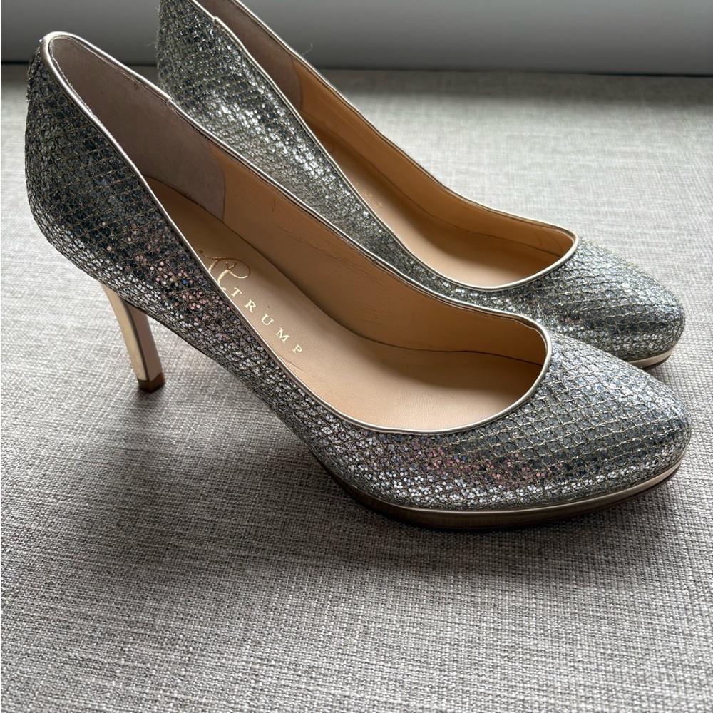 Ivanka Trump Silver Glitter Heels